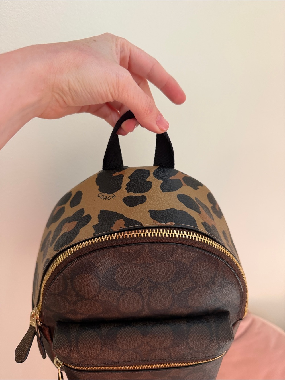 Coach Mini Backpack in Brown Signature Canvas with Gold Accents - Picture 6 of 9